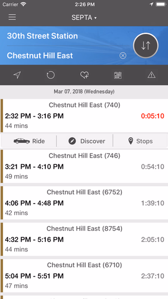 onTime : SEPTA Rail, Bus Screenshot 1 - AppWisp.com onTime : SEPTA Rail, Bus Screenshot 1 - AppWisp.com