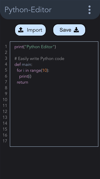 Python Editor - .py Editor Screenshot 1 - AppWisp.com Python Editor - .py Editor Screenshot 1 - AppWisp.com