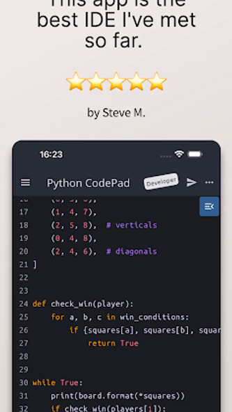 Python Coding Editor & IDE App Screenshot 2 - AppWisp.com Python Coding Editor & IDE App Screenshot 2 - AppWisp.com