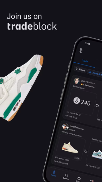 Tradeblock - Sneaker Trading Screenshot 1 - AppWisp.com Tradeblock - Sneaker Trading Screenshot 1 - AppWisp.com