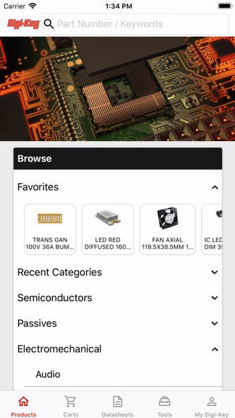 Digi-Key Electronics Screenshot 1 - AppWisp.com Digi-Key Electronics Screenshot 1 - AppWisp.com