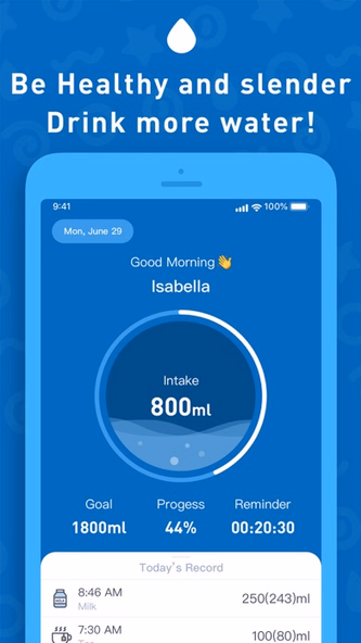 Water Tracker - Drink Reminder Screenshot 1 - AppWisp.com Water Tracker - Drink Reminder Screenshot 1 - AppWisp.com