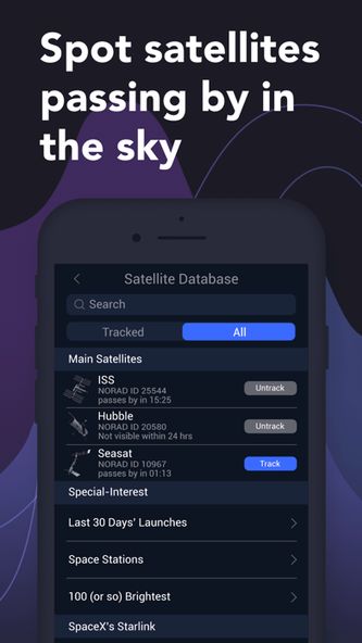 Satellite Tracker by Star Walk Screenshot 1 - AppWisp.com Satellite Tracker by Star Walk Screenshot 1 - AppWisp.com