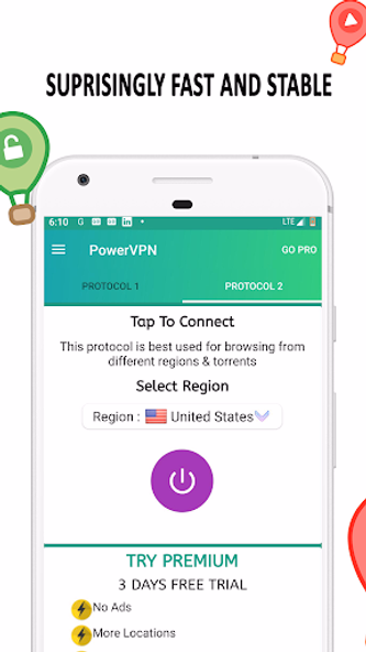 Power VPN : Fast & Secure VPN Screenshot 1 - AppWisp.com Power VPN : Fast & Secure VPN Screenshot 1 - AppWisp.com
