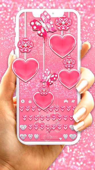 Pink Hearts Keyboard Theme Screenshot 1 - AppWisp.com
