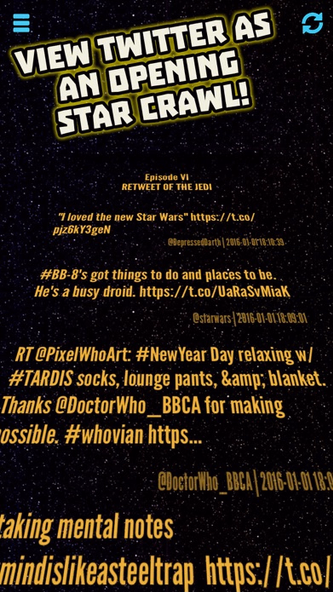 Tweet Wars - View Twitter as a Star Crawl! Screenshot 1 - AppWisp.com Tweet Wars - View Twitter as a Star Crawl! Screenshot 1 - AppWisp.com