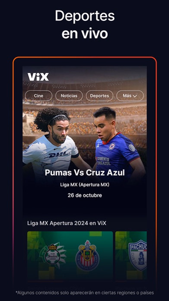 ViX: TV, Fútbol y Noticias Screenshot 3 - AppWisp.com ViX: TV, Fútbol y Noticias Screenshot 3 - AppWisp.com