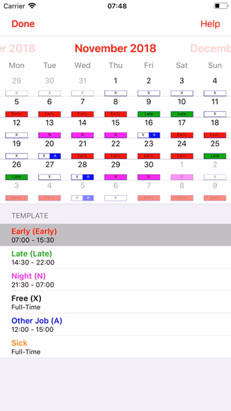 Roster-Calendar Screenshot 2 - AppWisp.com Roster-Calendar Screenshot 2 - AppWisp.com