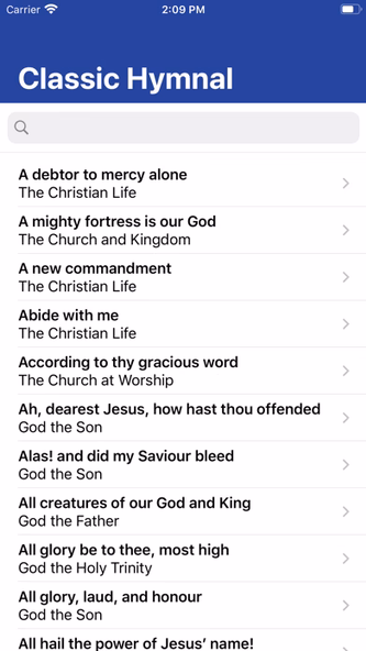 Classic Hymnal Screenshot 1 - AppWisp.com Classic Hymnal Screenshot 1 - AppWisp.com