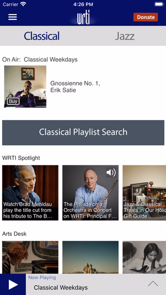 Classical Music & Jazz WRTI Screenshot 2 - AppWisp.com Classical Music & Jazz WRTI Screenshot 2 - AppWisp.com