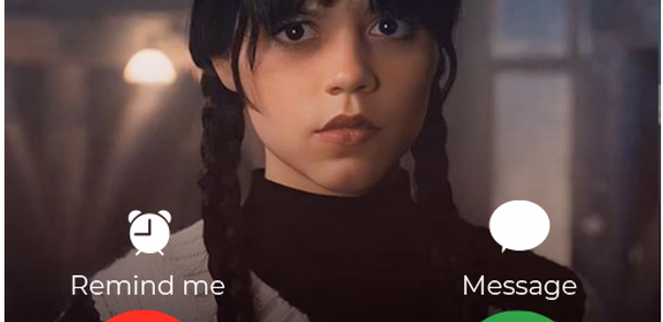Wednesday Addams Game Fakecall Header - AppWisp.com