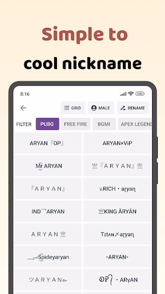 Name style: Nickname Generator Screenshot 2 - AppWisp.com Name style: Nickname Generator Screenshot 2 - AppWisp.com