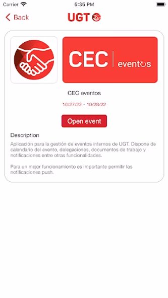 EVENTS UGT Screenshot 2 - AppWisp.com EVENTS UGT Screenshot 2 - AppWisp.com