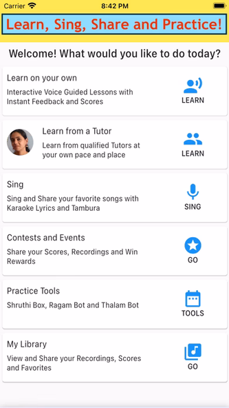 Carnatic Singer Screenshot 1 - AppWisp.com Carnatic Singer Screenshot 1 - AppWisp.com