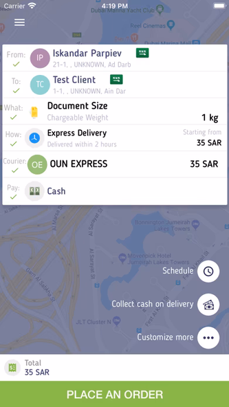 OUN Express Customer Screenshot 3 - AppWisp.com OUN Express Customer Screenshot 3 - AppWisp.com