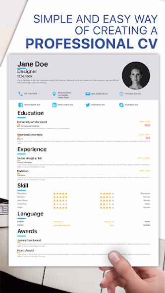 Resume Builder - CV Maker Screenshot 1 - AppWisp.com Resume Builder - CV Maker Screenshot 1 - AppWisp.com