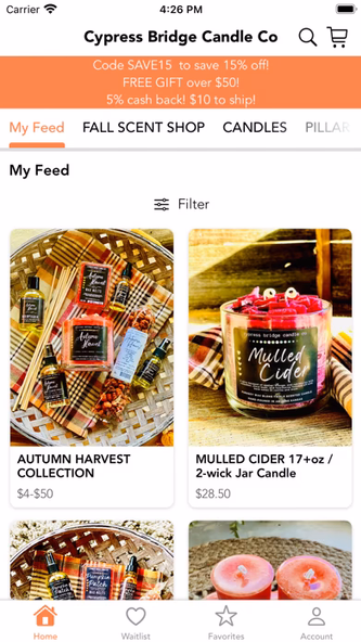 Cypress Bridge Candle Co Screenshot 2 - AppWisp.com Cypress Bridge Candle Co Screenshot 2 - AppWisp.com