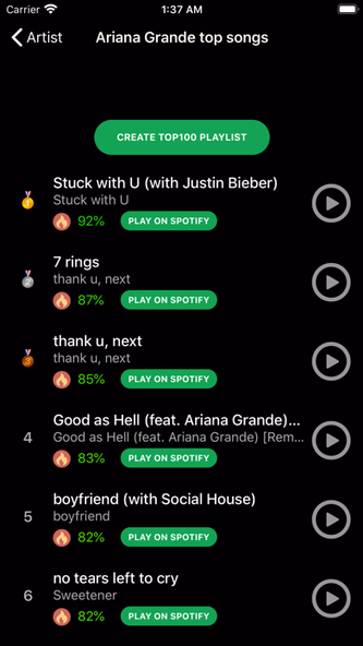 Top 100 for Spotify Screenshot 3 - AppWisp.com Top 100 for Spotify Screenshot 3 - AppWisp.com