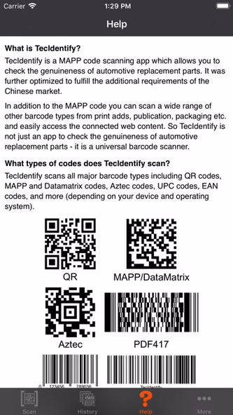 TecIdentify: MAPP Code Scanner Screenshot 1 - AppWisp.com TecIdentify: MAPP Code Scanner Screenshot 1 - AppWisp.com