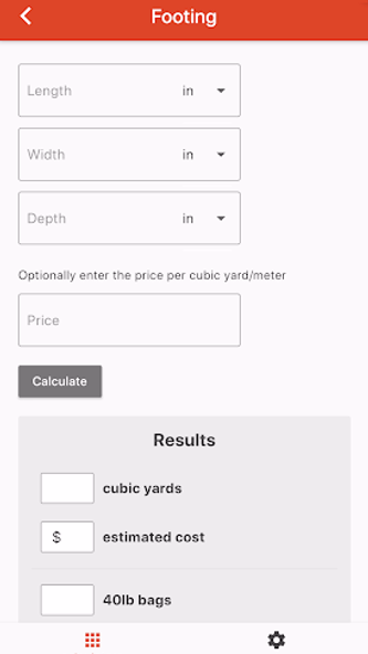 Concrete Calculator Screenshot 2 - AppWisp.com Concrete Calculator Screenshot 2 - AppWisp.com