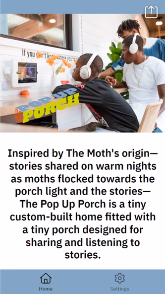 The Moth’s Pop Up Porch Tour Screenshot 1 - AppWisp.com The Moth’s Pop Up Porch Tour Screenshot 1 - AppWisp.com