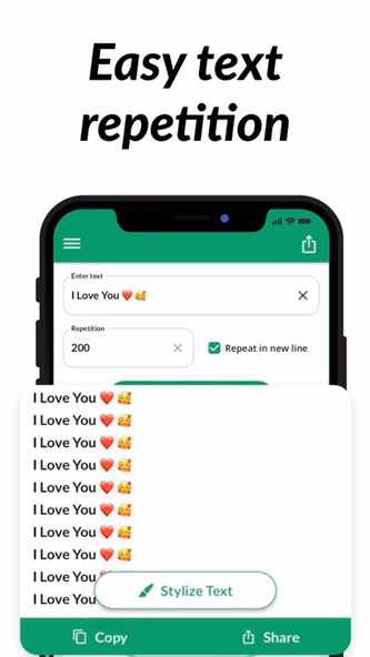 Text Repeater: Repeat Text App Screenshot 1 - AppWisp.com Text Repeater: Repeat Text App Screenshot 1 - AppWisp.com