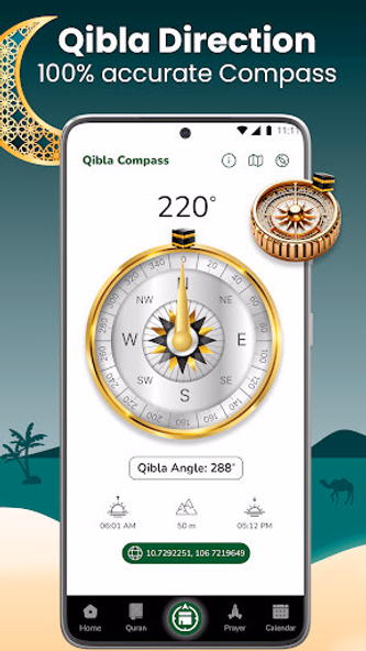 Muslim Prayer - Qibla Compass Screenshot 3 - AppWisp.com Muslim Prayer - Qibla Compass Screenshot 3 - AppWisp.com