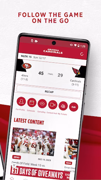 Arizona Cardinals Mobile Screenshot 3 - AppWisp.com Arizona Cardinals Mobile Screenshot 3 - AppWisp.com