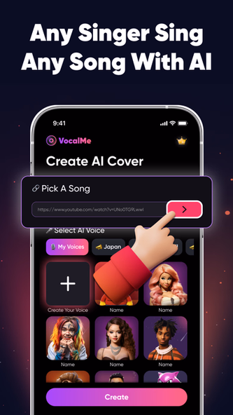 VocalMe Music: AI Cover Songs Screenshot 4 - AppWisp.com VocalMe Music: AI Cover Songs Screenshot 4 - AppWisp.com