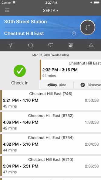 onTime : SEPTA Rail, Bus Screenshot 2 - AppWisp.com onTime : SEPTA Rail, Bus Screenshot 2 - AppWisp.com