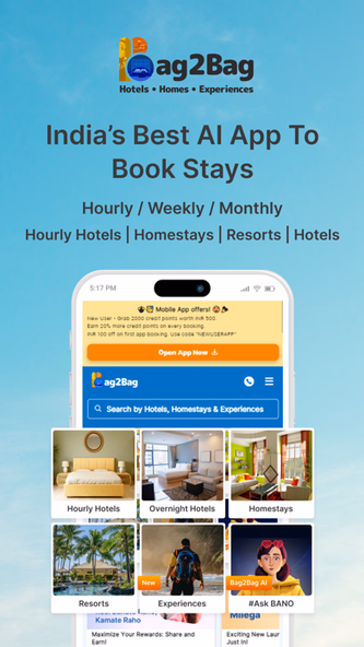 Bag2Bag Hotels, Homes, Resorts Screenshot 1 - AppWisp.com Bag2Bag Hotels, Homes, Resorts Screenshot 1 - AppWisp.com