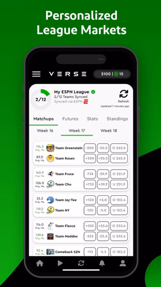 Verse Fantasy Sports Screenshot 2 - AppWisp.com Verse Fantasy Sports Screenshot 2 - AppWisp.com