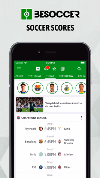 BeSoccer - Soccer Live Scores Screenshot 1 - AppWisp.com BeSoccer - Soccer Live Scores Screenshot 1 - AppWisp.com