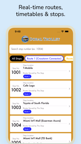 Doral Trolley Tracker Screenshot 1 - AppWisp.com Doral Trolley Tracker Screenshot 1 - AppWisp.com