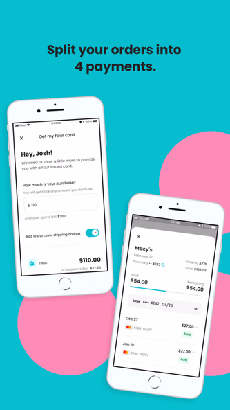 Four | Buy Now, Pay Later Screenshot 2 - AppWisp.com Four | Buy Now, Pay Later Screenshot 2 - AppWisp.com