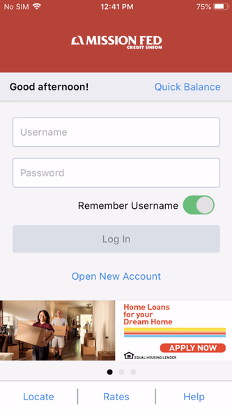 Mission Fed Mobile Banking Screenshot 1 - AppWisp.com Mission Fed Mobile Banking Screenshot 1 - AppWisp.com
