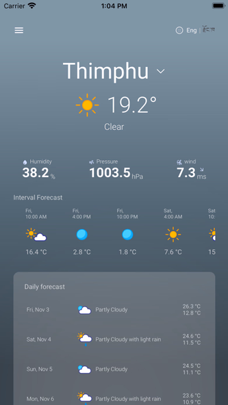 Bhutan Weather Screenshot 1 - AppWisp.com Bhutan Weather Screenshot 1 - AppWisp.com