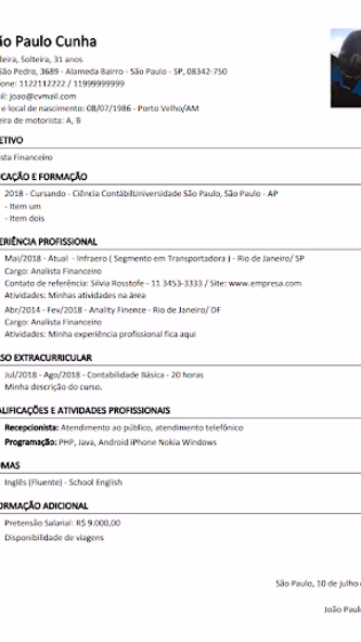 Currículo em Português - Foto Screenshot 3 - AppWisp.com Currículo em Português - Foto Screenshot 3 - AppWisp.com