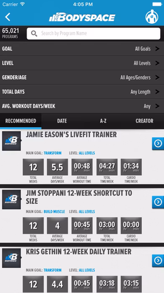 BodySpace - Social Fitness App Screenshot 2 - AppWisp.com BodySpace - Social Fitness App Screenshot 2 - AppWisp.com