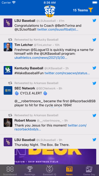 SEC Baseball Screenshot 3 - AppWisp.com SEC Baseball Screenshot 3 - AppWisp.com