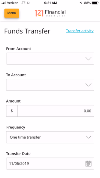 121 Financial Mobile Banking Screenshot 2 - AppWisp.com 121 Financial Mobile Banking Screenshot 2 - AppWisp.com