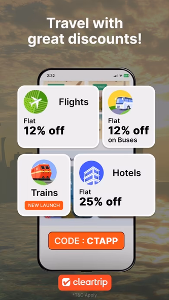 Cleartrip Flights, Hotels, Bus Screenshot 1 - AppWisp.com Cleartrip Flights, Hotels, Bus Screenshot 1 - AppWisp.com