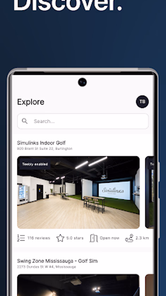 Teebly: Indoor Golf Booking Screenshot 1 - AppWisp.com Teebly: Indoor Golf Booking Screenshot 1 - AppWisp.com