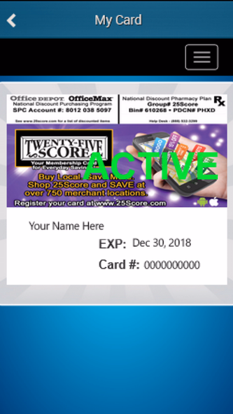 25Score - SCV & AV Discount Membership Card Screenshot 2 - AppWisp.com 25Score - SCV & AV Discount Membership Card Screenshot 2 - AppWisp.com
