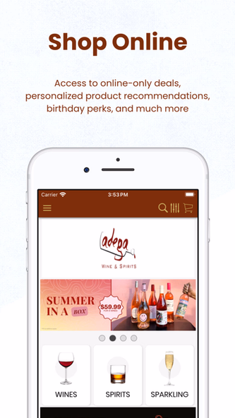 Adega Wine and Spirits Screenshot 1 - AppWisp.com Adega Wine and Spirits Screenshot 1 - AppWisp.com
