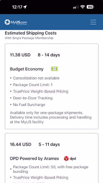 MyUS Global Shipping App Screenshot 3 - AppWisp.com MyUS Global Shipping App Screenshot 3 - AppWisp.com