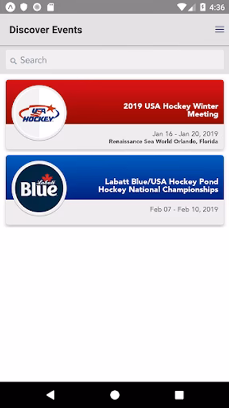 USA Hockey Events Screenshot 1 - AppWisp.com USA Hockey Events Screenshot 1 - AppWisp.com