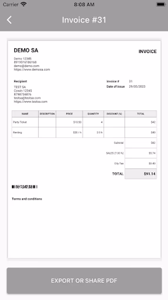 Live Invoice Screenshot 2 - AppWisp.com Live Invoice Screenshot 2 - AppWisp.com