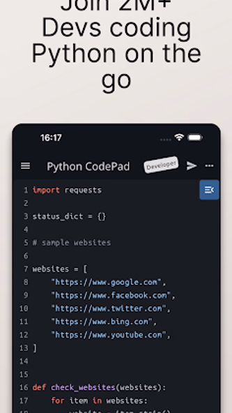 Python Coding Editor & IDE App Screenshot 1 - AppWisp.com Python Coding Editor & IDE App Screenshot 1 - AppWisp.com