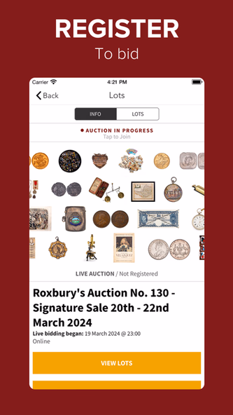 Roxburys Auction House Screenshot 1 - AppWisp.com Roxburys Auction House Screenshot 1 - AppWisp.com